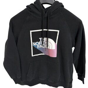 North Face Hooded Pullover Sweatshirt Womens Size Large Logo Black